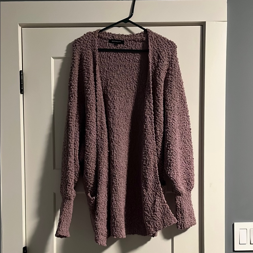 Mauve Open Front Cardigan
